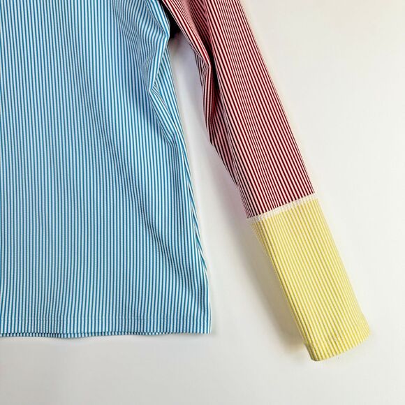 Lands End Girls Seersucker Rash Guard Swim Shirt Medium 10 12 Long Sleeve UPF 50 - Picture 5 of 11